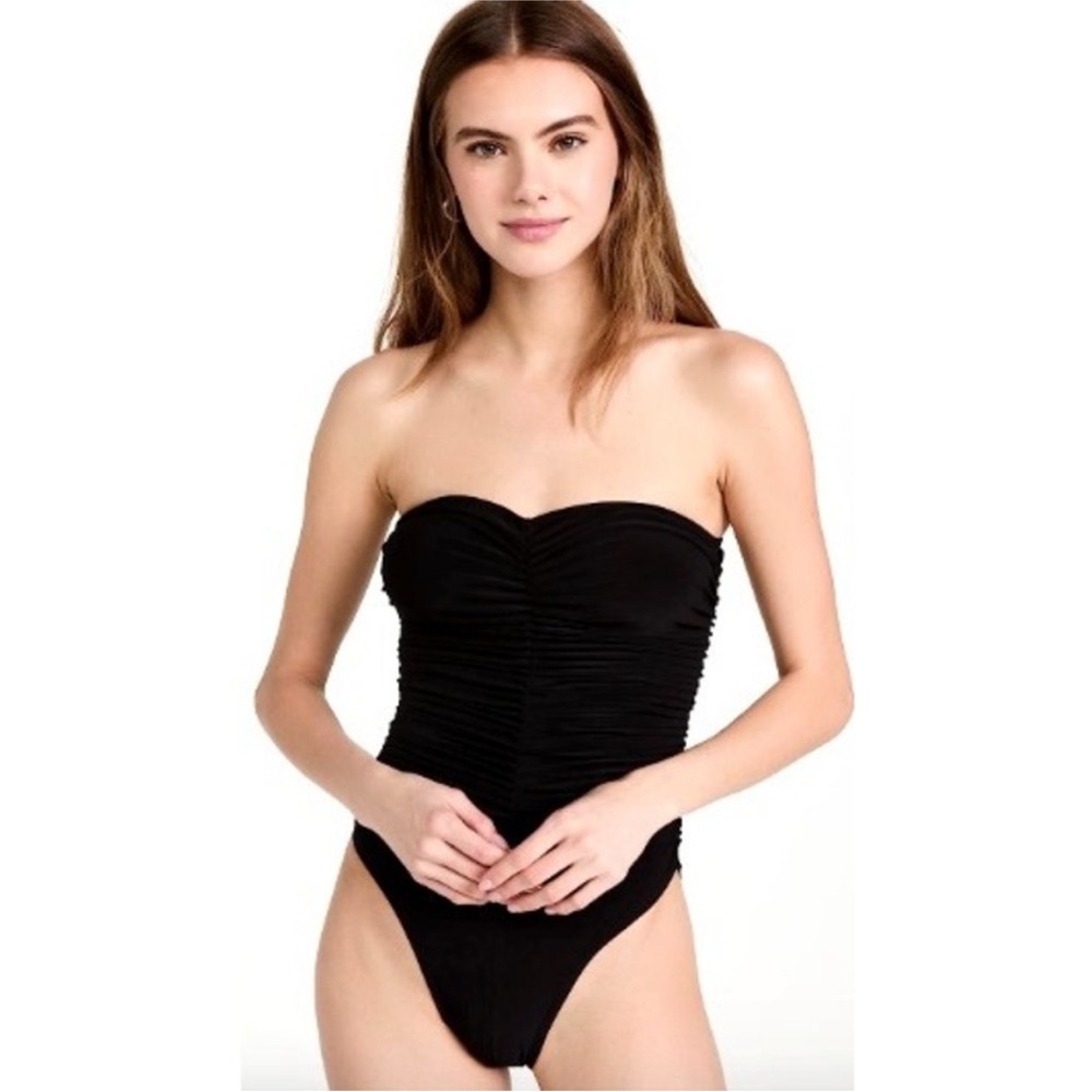 NWT Norma Kamali Slinky Marissa Size S One Piece Black Ruched Swimsuit